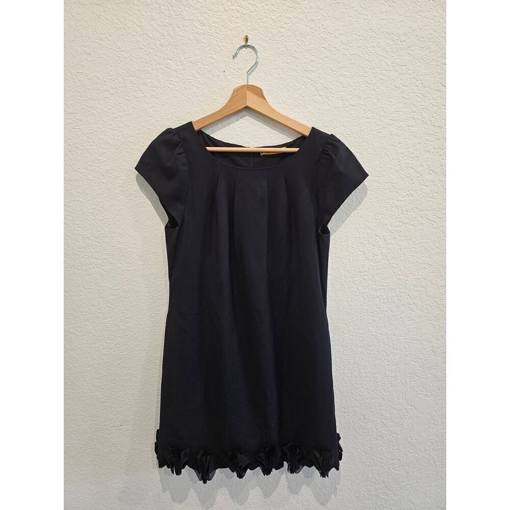 ALICE + OLIVIA BLACK CAP SLEEVE MIDI SHEATH DRESS sz medium